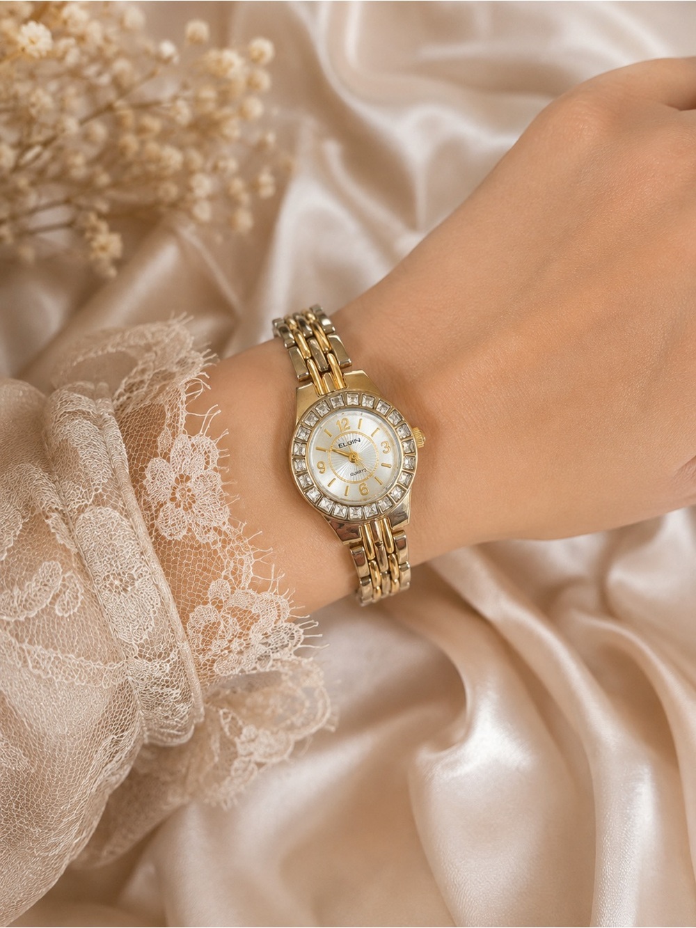 Women's Elgin Gold-Tone Crystal Accent Bracelet Watch